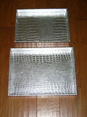 Faux Leather Crocodile Print Decorative Serving Tray Set